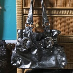 Silver over the bag snake print