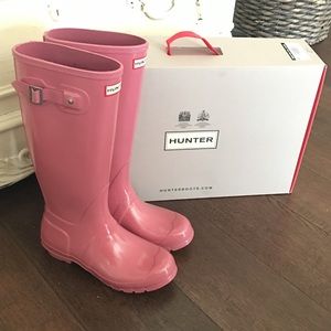Hunter boots US 7 tall gloss rhodonite pink