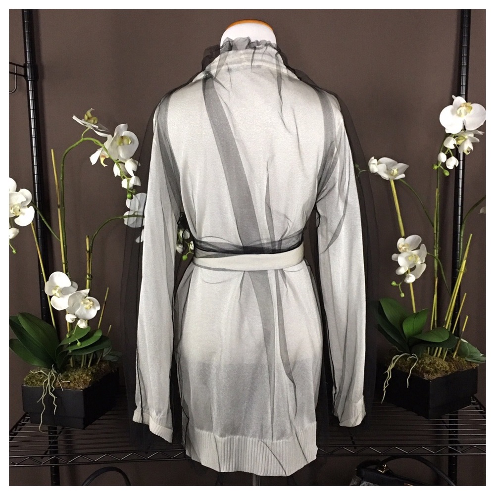 DOLCE & GABBANA TULLE CREAM CARDIGAN SWEATER COAT - Picture 2 of 4