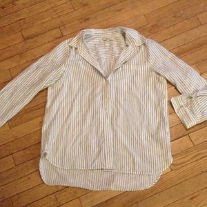 Madewell white/blue striped button up shirt size L