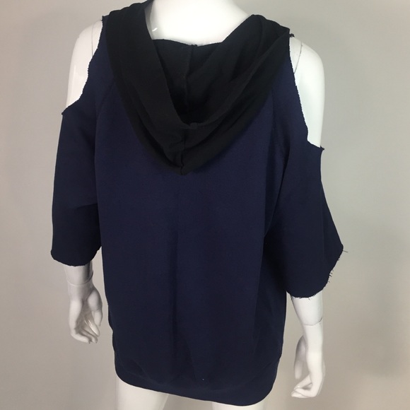 Furst of a Kind Navy Blue Cold Shoulder Sweatshirt - Picture 3 of 4