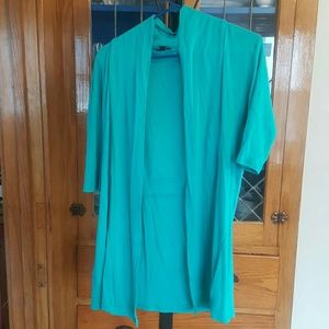 Teal open front cardigan