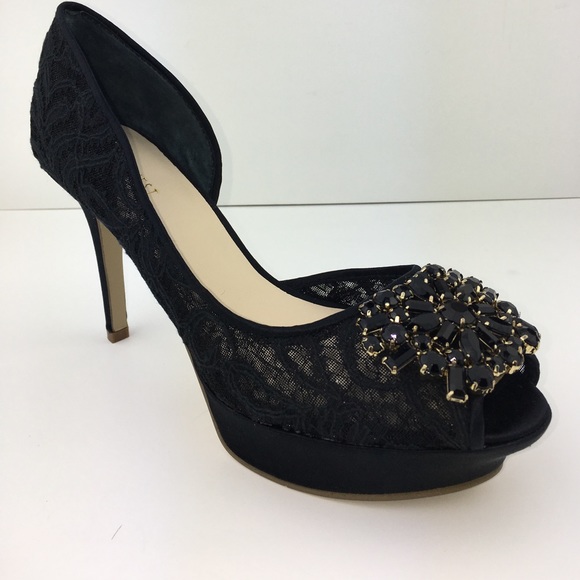 Nine West black lace heels. More for 7 & 1/2 - Picture 1 of 8