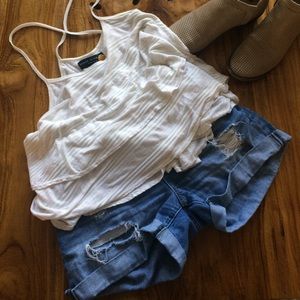 🏝White & Oatmeal racerback tank