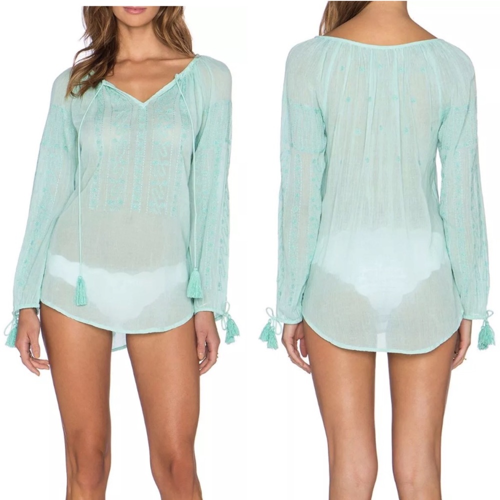 Nanette Lepore Calcutta Cover Up Seafoam w/Tassles