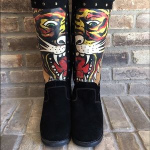 Ed hardy suede tiger boot