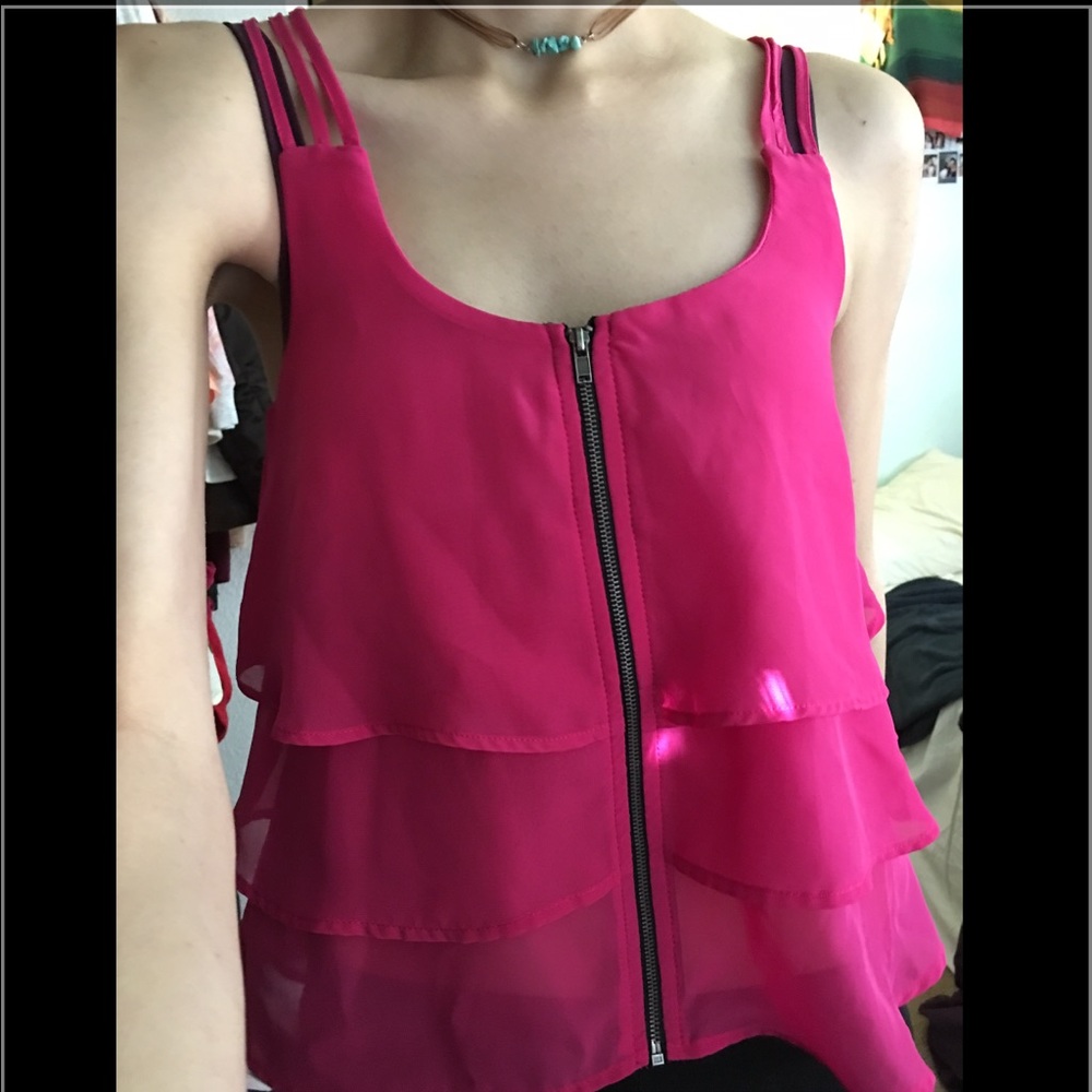 Hot pink Material Girl zipper tank top!