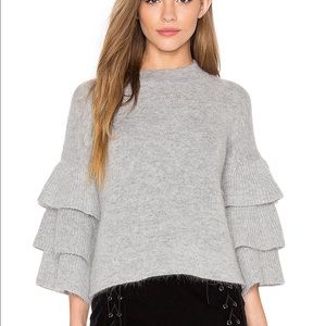 Endless rose grey sweater with tiered sleeves