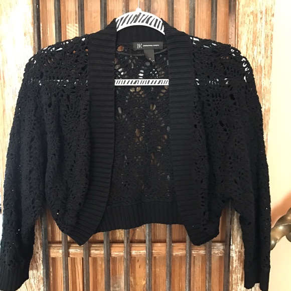 black crochet shrug