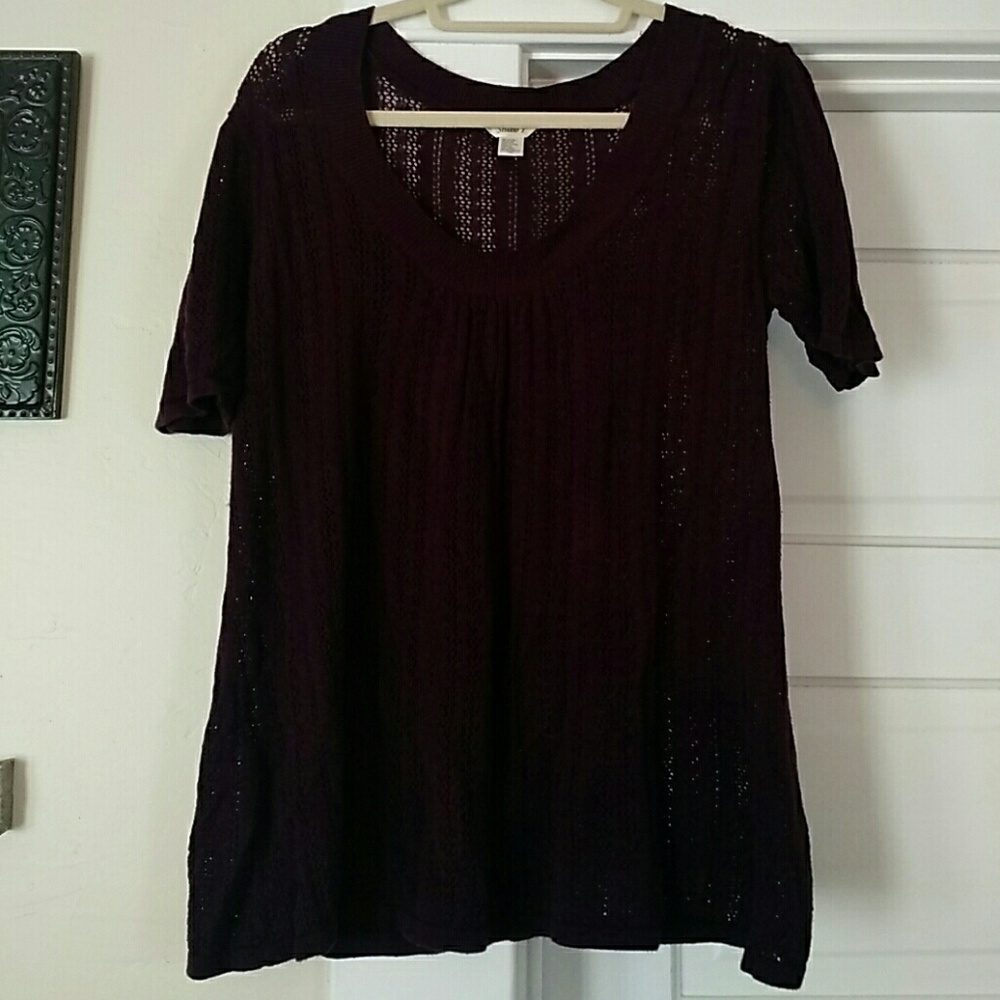Plum colored short sleeved sweater