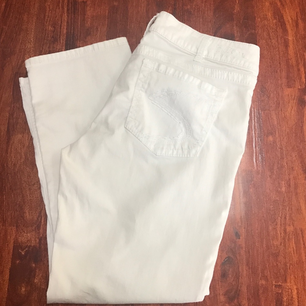Silver Jean Capri - white size 34