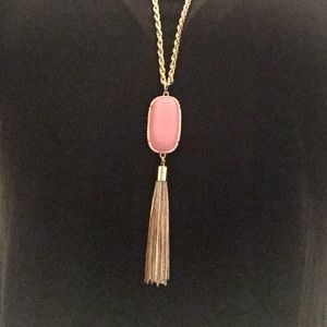 Pink long tassel necklace