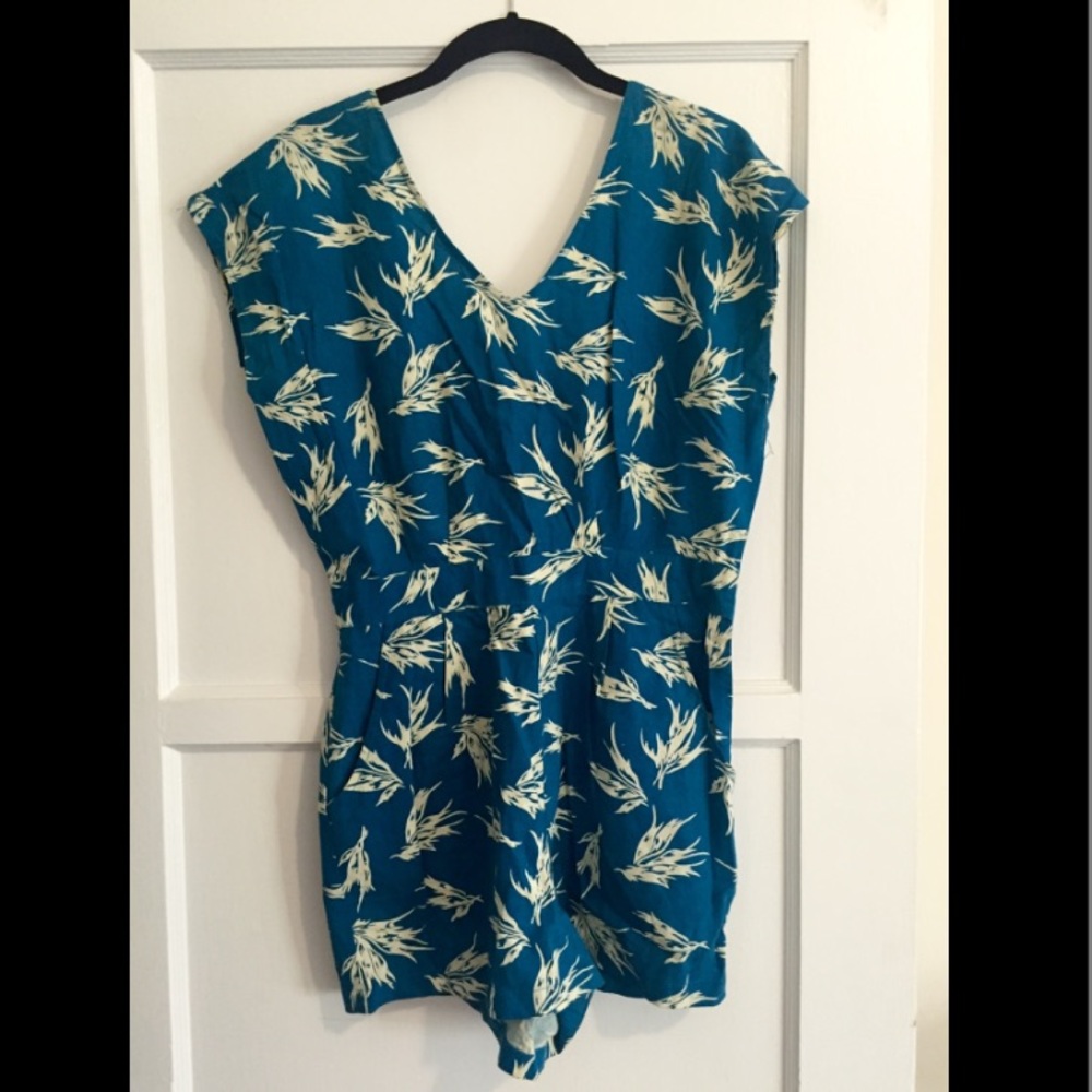 Forever21 Blue Palm Tree Romper