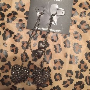 Rhinestone heart earrings