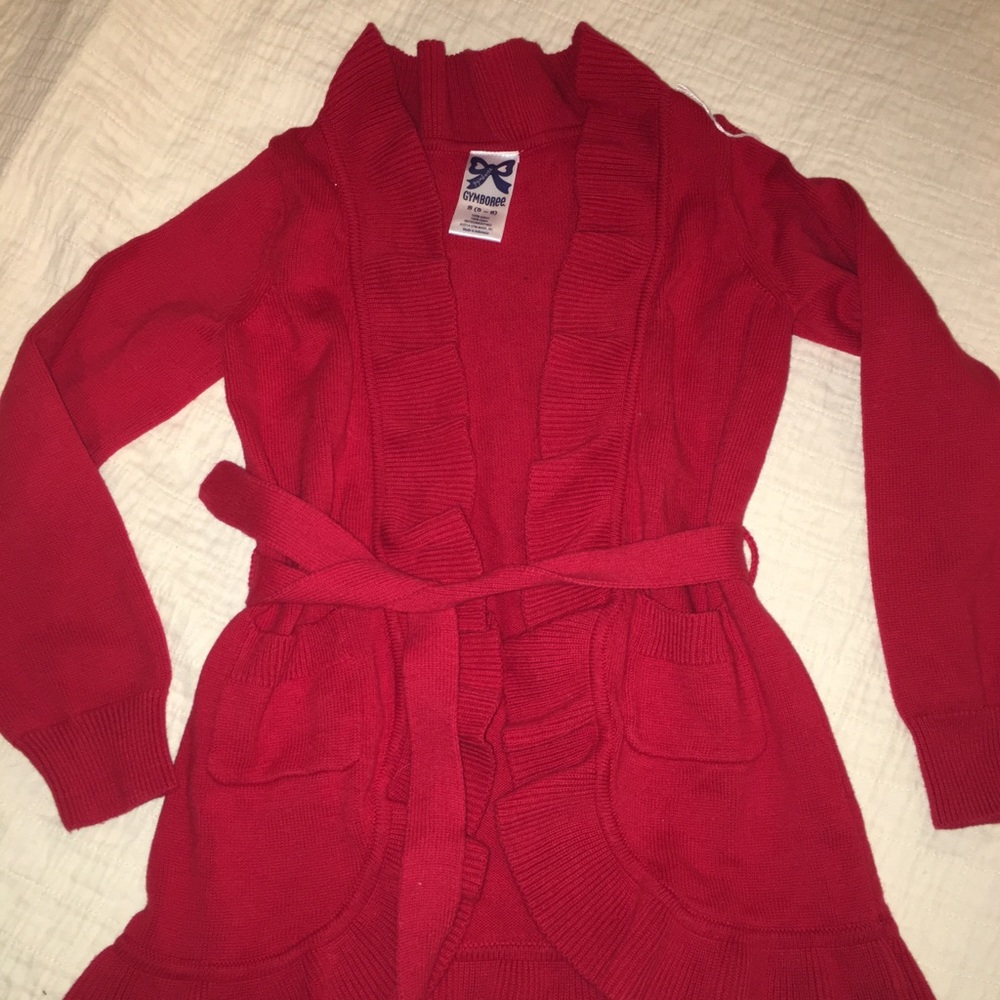 Red ruffle cardigan