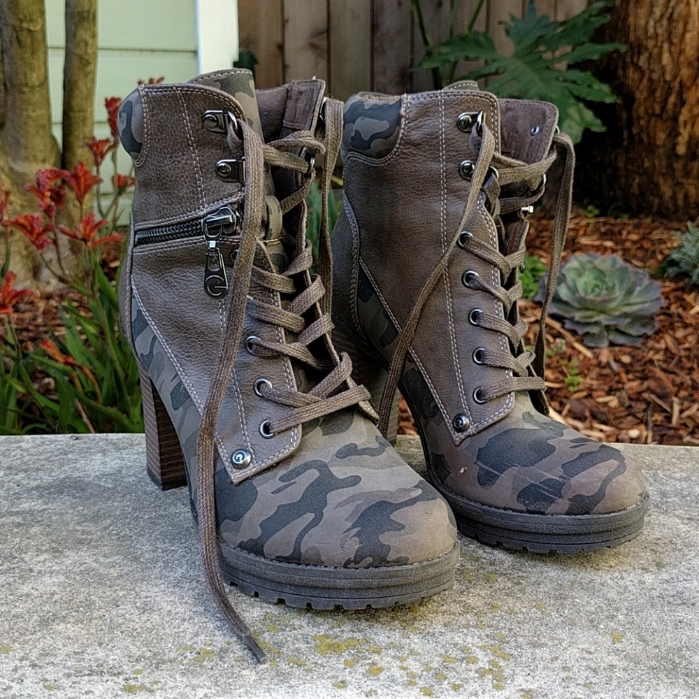 Camo Heeled Boots
