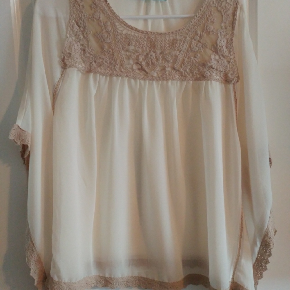 Crochet and chiffon top