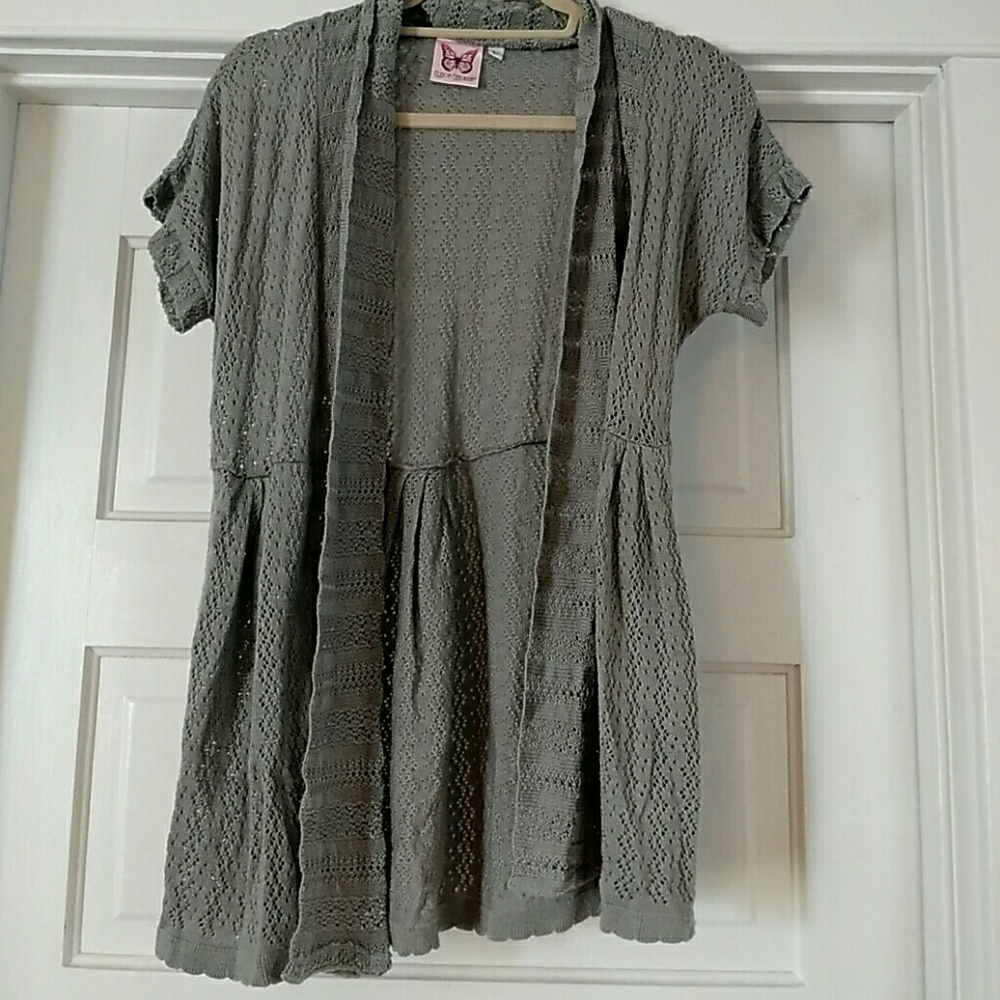 Grey short sleeved cardigan
