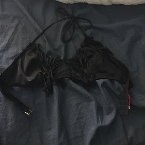 victoria secret black fringe bathing suit top