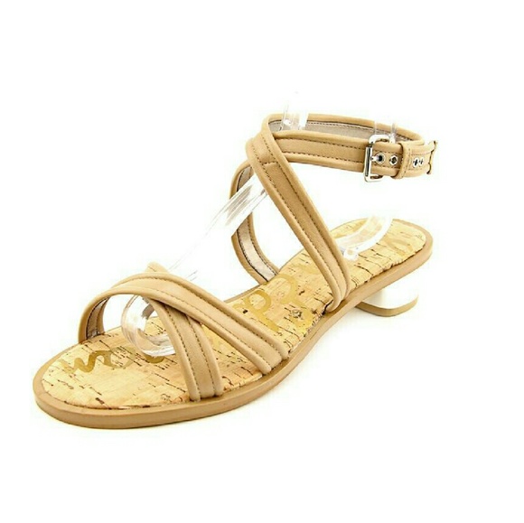 Sam Edelman cross strap sandals with metallic heel - Picture 1 of 4
