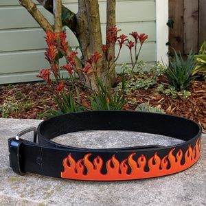 SOLD!! 1980s Leather Flame Belt