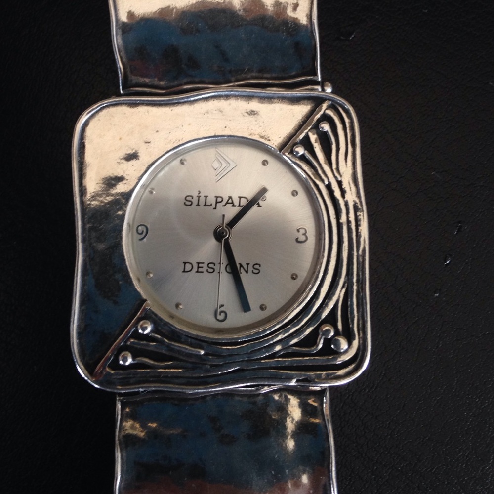 Retired Silpada Hammered Sterling Watch T1372