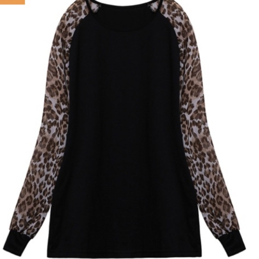 Black long sleeve t shirt cheetah print