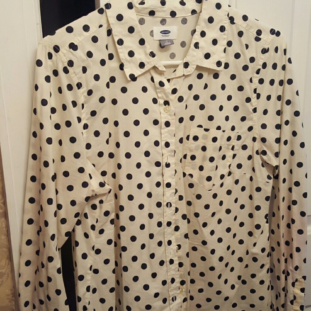 Women's button down polka shirt