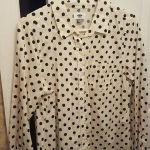 Women's button down polka shirt
