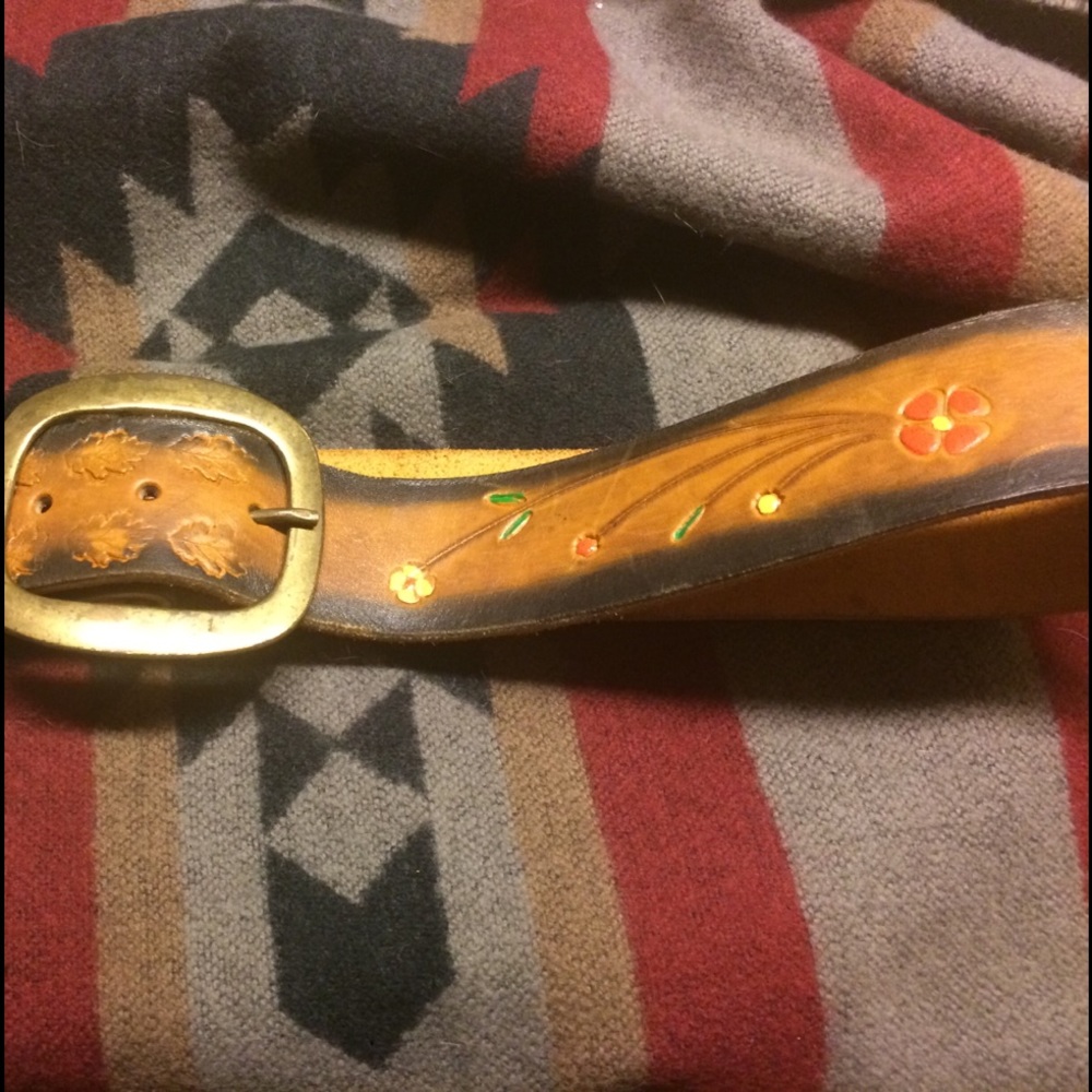 Vintage leather tooled belt