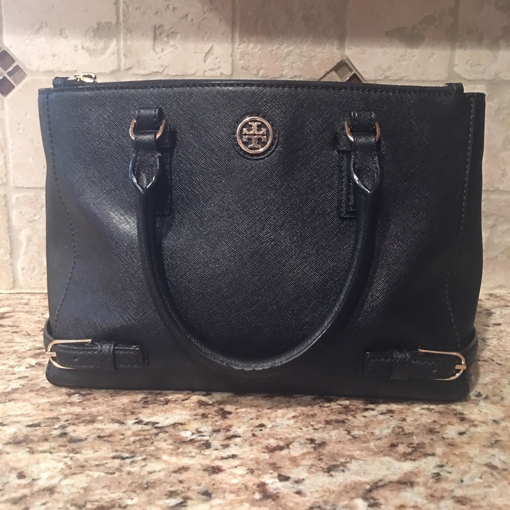 Tory Burch Robinson MultiZip tote w/ gold buckles