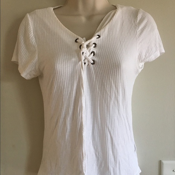 Tops - White lace up top