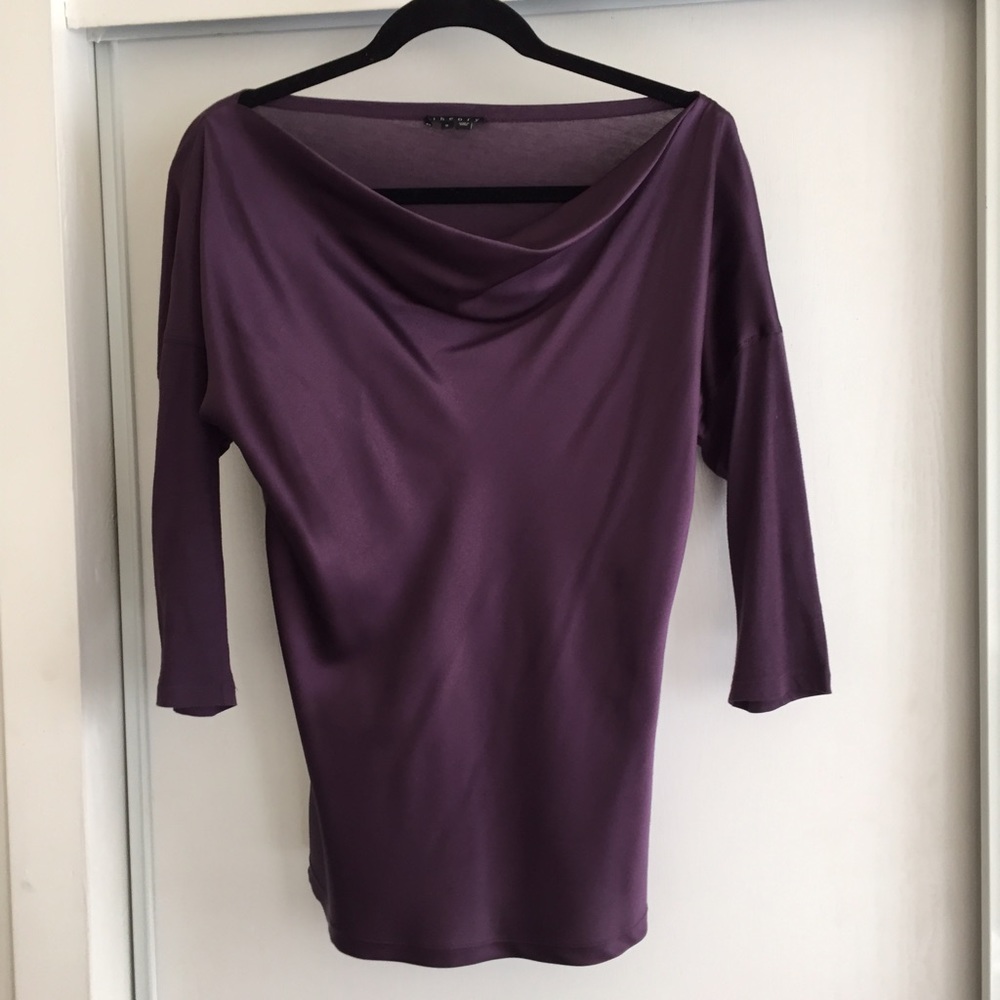 Boat neck cowl silk & Pima cotton top
