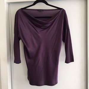 Boat neck cowl silk & Pima cotton top