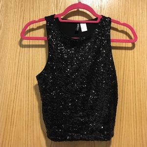 Black sparkly crop top