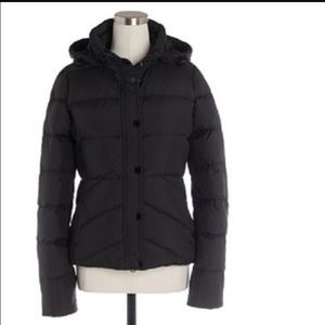 J. Crew Black goose down puffer coat