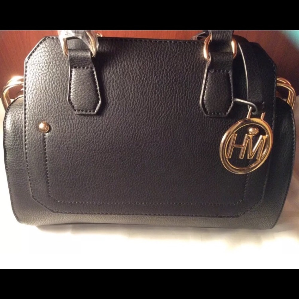 Mira Collection black purse w/ diamond accents