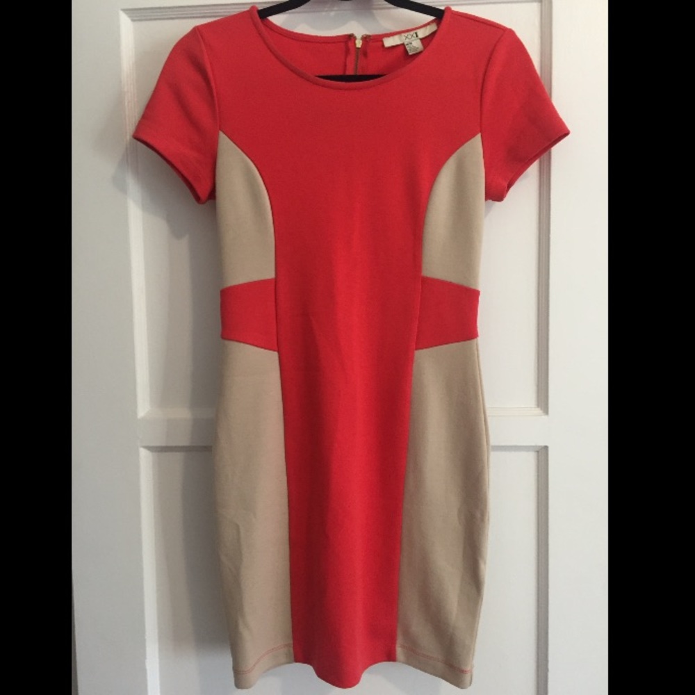 Forever21 Coral & Tan Dress