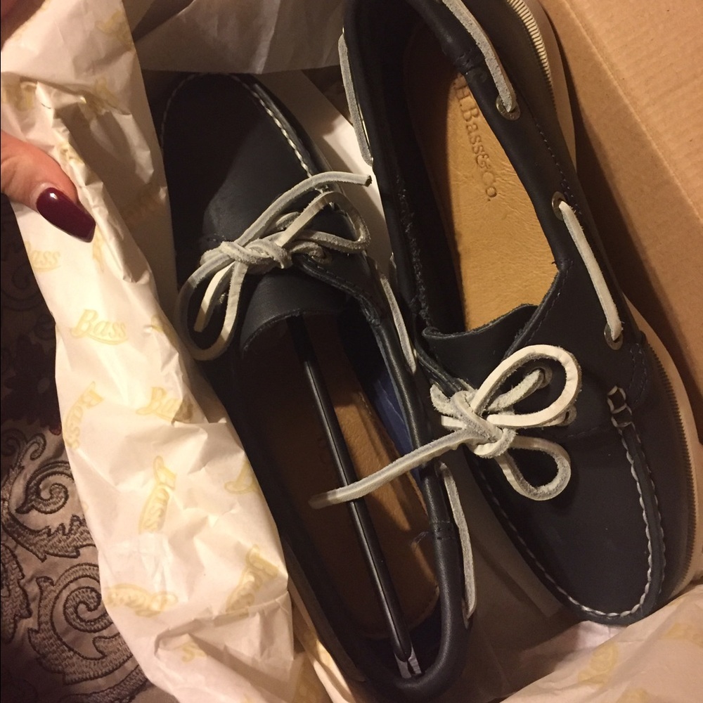 G.H. Bass navy boat shoes