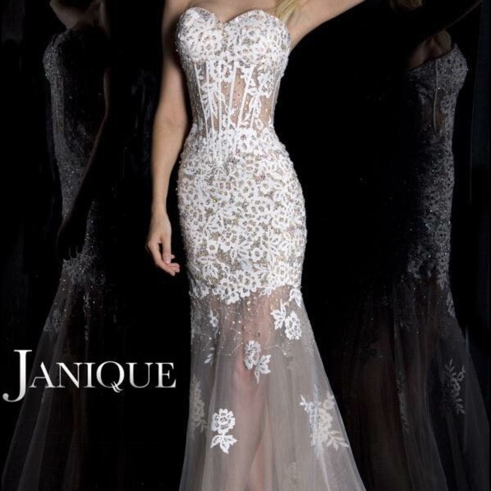 Janique 2015 White Beaded PROM Gown