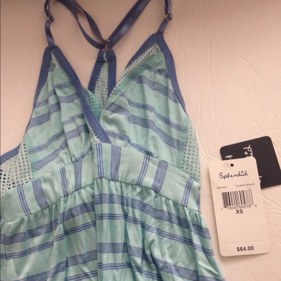 Splendid blue multi striped chemise slip-NWT! - Picture 2 of 3