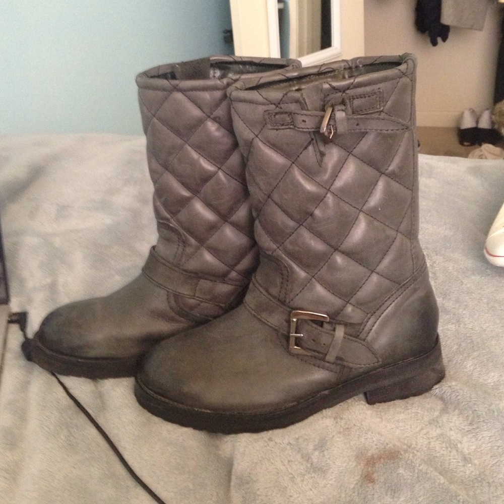 Kurt Geiger quilted Tamara biker boots black