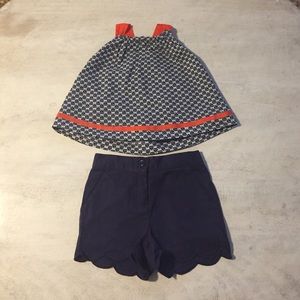 Janie and Jack matching shirt and scallop shorts