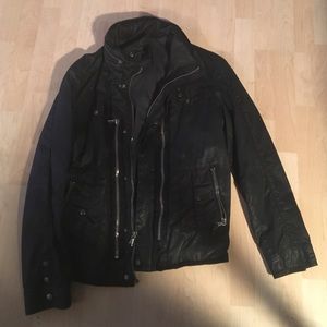 Men's apt 9 mid weight jacket leather/denim look