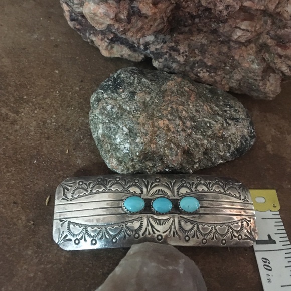 Native American Turquoise Barrette, Signed