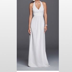 Halter Chiffon White Gown (David's Bridal)
