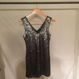 Silver Sequin & Mesh Mini Dress