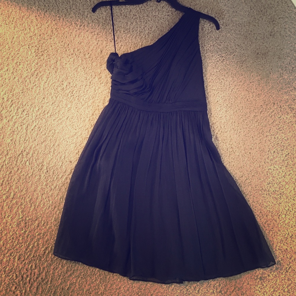 J.Crew navy silk chiffon bridesmaid dress