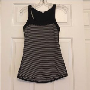 Black and white stripped Lululemon Tank
