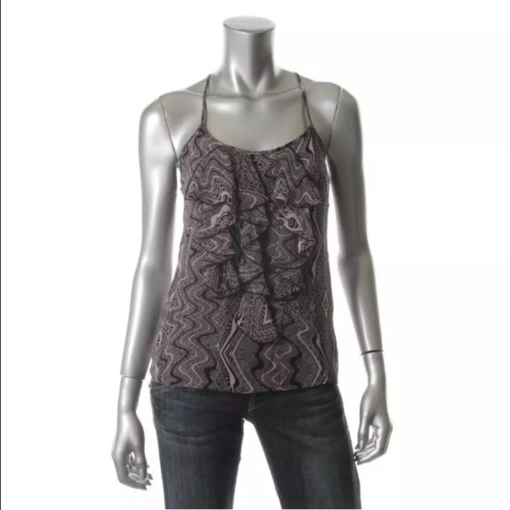 GUESS Top Black Ruffle Blouse Dressy Shirt Small